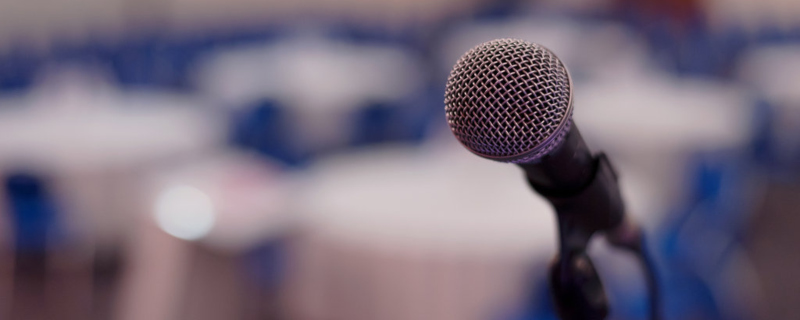 speaker's microphone at a meeting